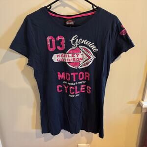 Harley Davidson Women’s Harley Haven VA T Shirt Size XL NWT Blue and Pink
